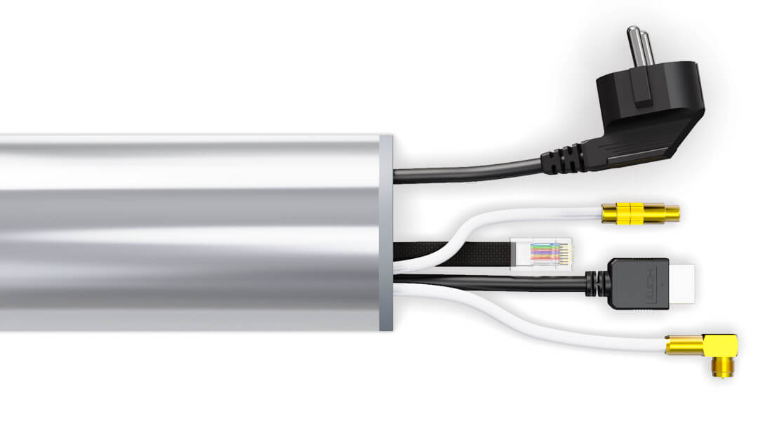 Pipeline Design Kabelkanal aus Aluminium in Alu-Hochglanz