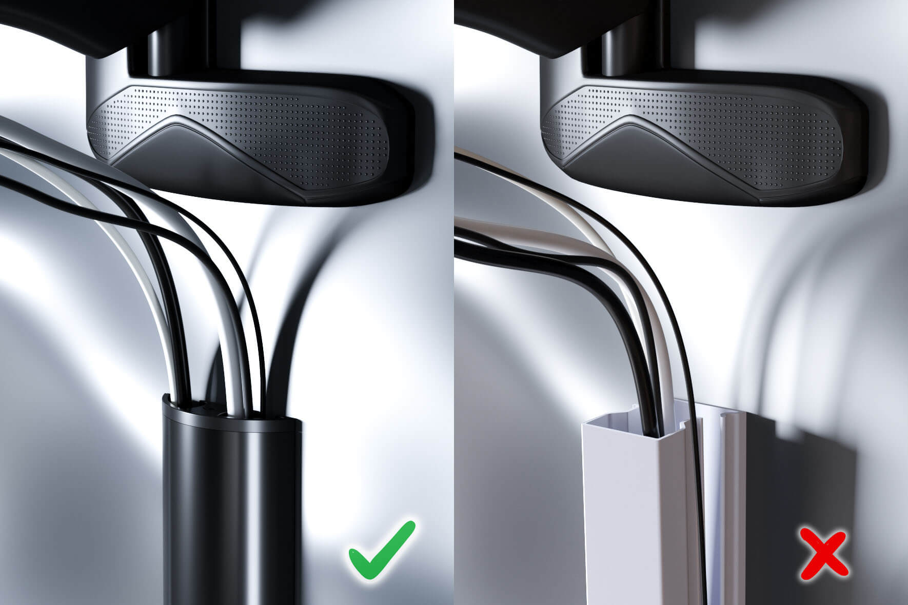 Pipeline Design Kabelkanal aus Aluminium in Piano Schwarz