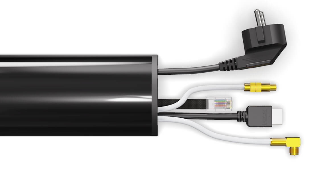 Pipeline Design Kabelkanal aus Aluminium in Piano Schwarz