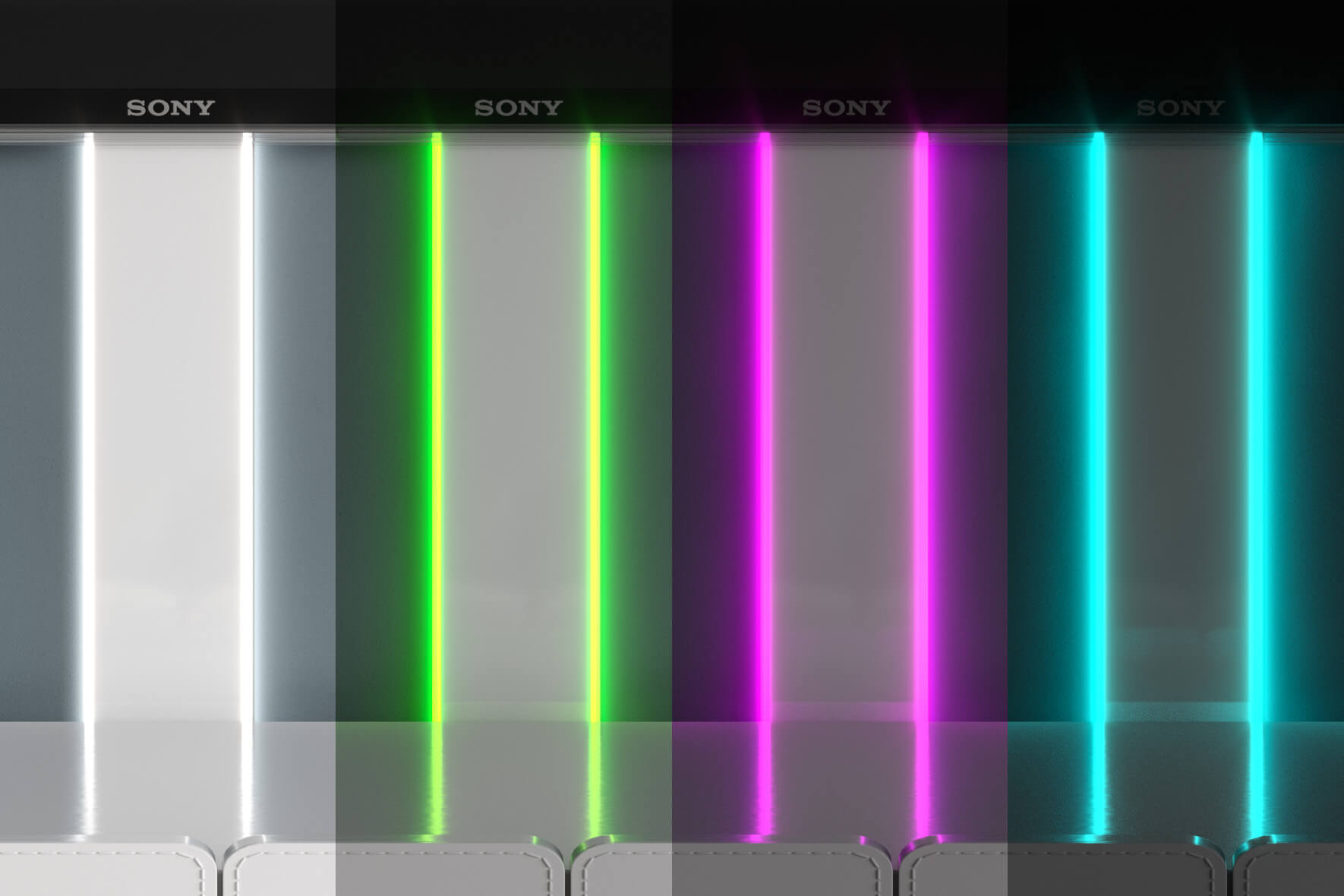 Flatline – Design Kabelkanal aus Aluminium in gloss Weiss mit RGB-LED Licht und W-Lan