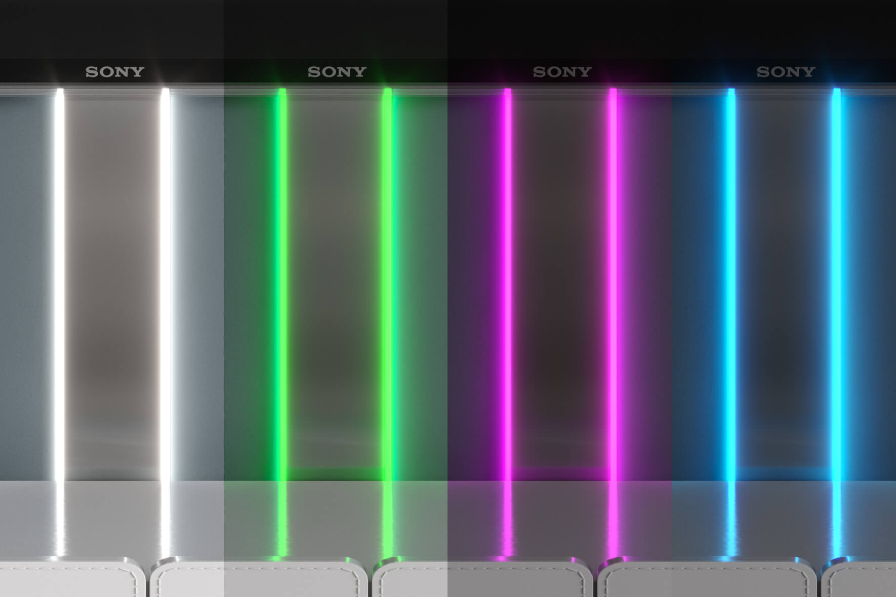 Flatline – Design Kabelkanal aus Aluminium in matt Titan mit RGB-LED Licht und W-Lan