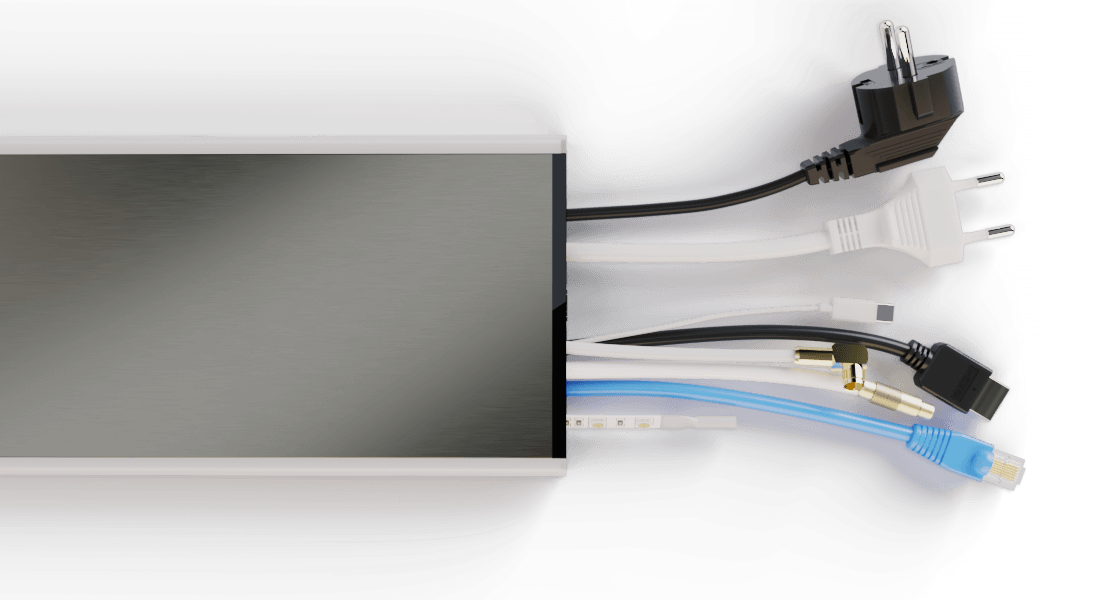 Flatline – Design Kabelkanal aus Aluminium in matt Titan mit RGB-LED Licht und W-Lan