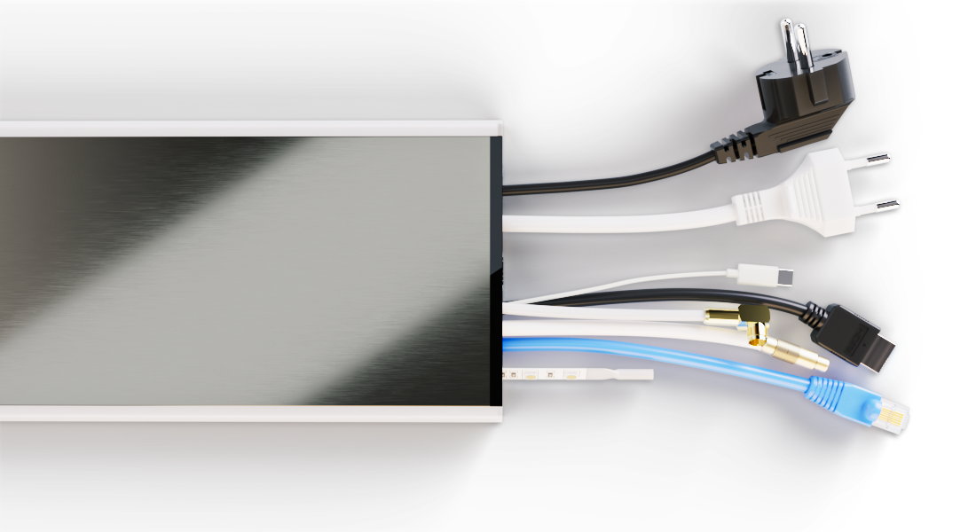 Flatline – Design Kabelkanal aus Aluminium in Titan mit RGB-LED Licht und W-Lan