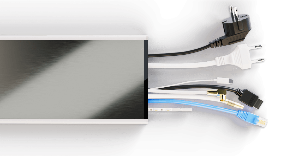 Flatline – Design Kabelkanal aus Aluminium in Titan mit RGB-LED Licht und W-Lan