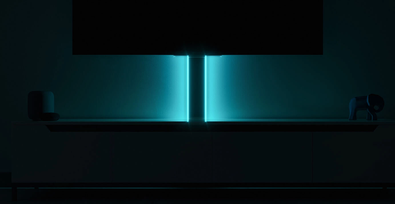 Flatline – Design Kabelkanal aus Aluminium in Titan mit RGB-LED Licht und W-Lan