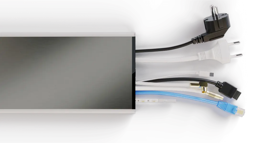 Design Kabelkanal aus Aluminium in matt Titan mit RGB-LED Licht und W-Lan