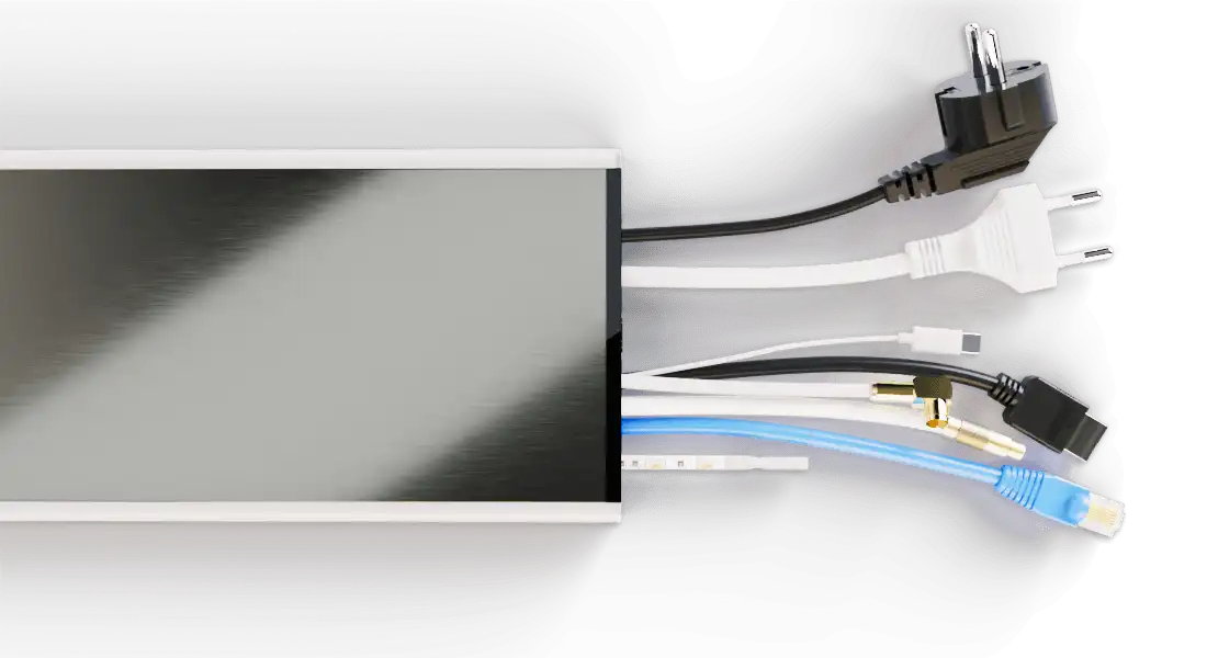 Flatline – Design Kabelkanal aus Aluminium in Titan mit RGB-LED Licht und W-Lan