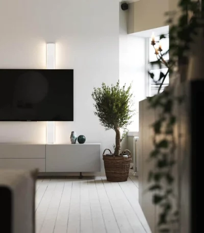 Flatline-Tower – Design Kabelkanal aus Aluminium in matt Titan mit RGB-LED Licht und W-Lan